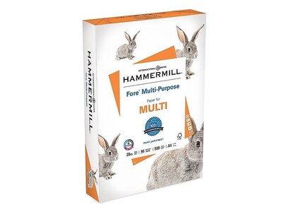 Hammermill Fore 8.5 x 11 3-Hole Punched Multipurpose Paper, 20 lbs., 96 Brightness, 5000 Sheets/Carton (103275)