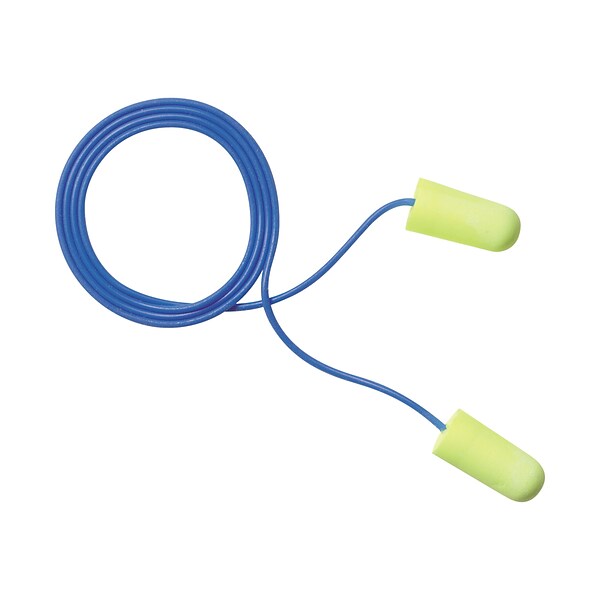 3M E-A-Rsoft Yellow Neons Corded Earplugs, Yellow, 200/Box (311-1250)