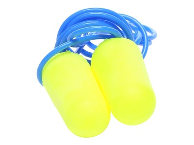 3M E-A-Rsoft Corded Earplugs, 27 dB, Yellow/Blue, 200/Box (3111250)