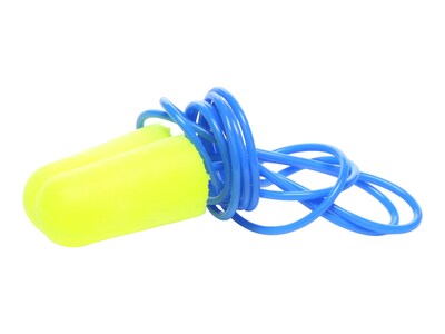 3M E-A-Rsoft Corded Earplugs, 27 dB, Yellow/Blue, 200/Box (3111250)