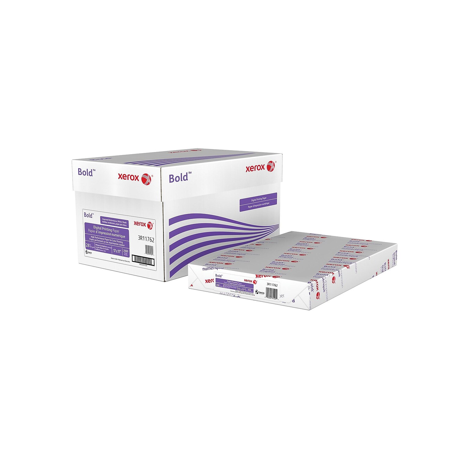 Xerox Bold Digital 11 x 17, Color Copy Paper, 28 lbs., 100 Brightness, 500 Sheets/Ream, 4 Reams/Carton (3R11762)