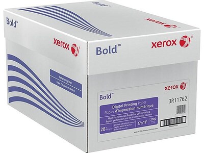 Xerox Bold Digital 11" x 17", Color Copy Paper, 28 lbs., 100 Brightness, 500 Sheets/Ream, 4 Reams/Carton (3R11762)