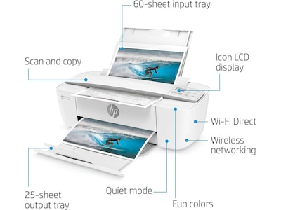 HP® DeskJet 3755 Compact Color Inkjet Multifunction Photo Printer with Wireless & Mobile Printing -S