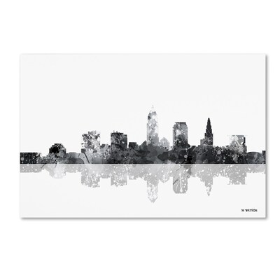 Trademark Fine Art Marlene Watson Cleveland Ohio Skyline BG-1 12 x 19 Canvas Stretched Art Print (190836192120)