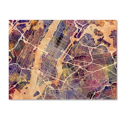Trademark Fine Art Michael Tompsett New York City Street Map 14 x 19 Canvas Stretched (190836017058)