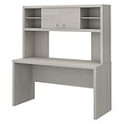Office by kathy ireland® Echo 60W Credenza Desk with Hutch, Gray Sand (ECH030GS)