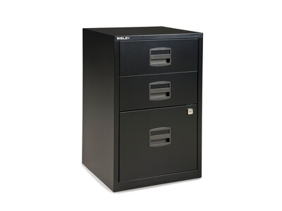 Bisley 3-Drawer Vertical File Cabinet, Locking, Letter, Black, 15.75D (FILE3-BK DISP)