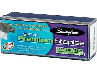 Swingline S.F. 4 Premium Staples, 1/4" Leg Length, 5000 Staples/Box, 20/Carton (35450)