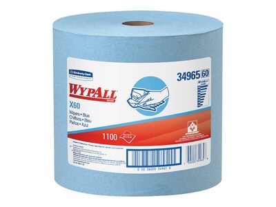 WypAll X60 Jumbo Fabric Wipers, Blue, 1100/Carton (34965)