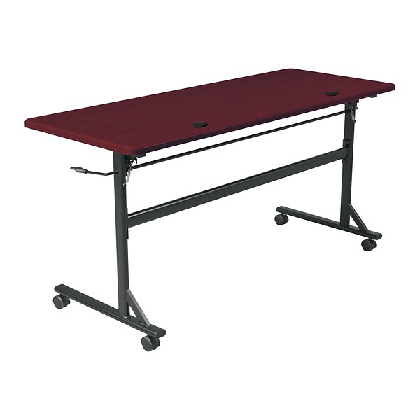 Essentials Economy Flipper Training Room Table, 24D x 60W, Mahogany/Black (90096)
