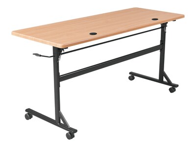 Essentials Economy Flipper Training Room Table, 24D x 60W, Teak/Black (90093)