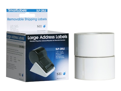 Seiko Thermal Address Labels, 1 1/2 x 3 1/2, White, 260/Roll, 2 Rolls/Box (SLP-2RLE)