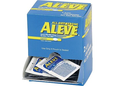 Aleve 220mg Naproxen Caplets, 1/Packet, 50 Packets/Box (7534-50X12-SBA)