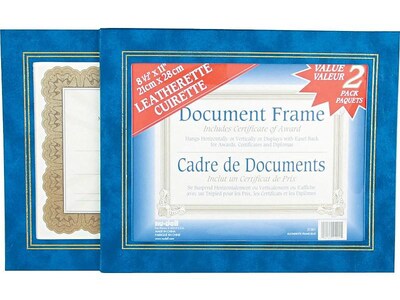 NuDell Vinyl/Cardboard Certificate Frames, Leatherette 2/Pack (21201)