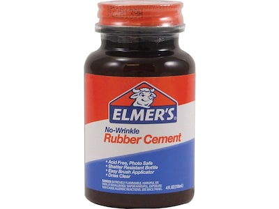 Elmers No-Wrinkle Rubber Cement, 4 oz. (E904)