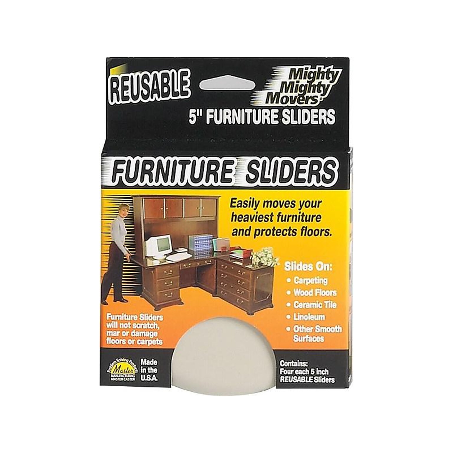 Master Manufacturing Mighty Mighty Movers Furniture Sliders, Beige, 4/Pack (87007)