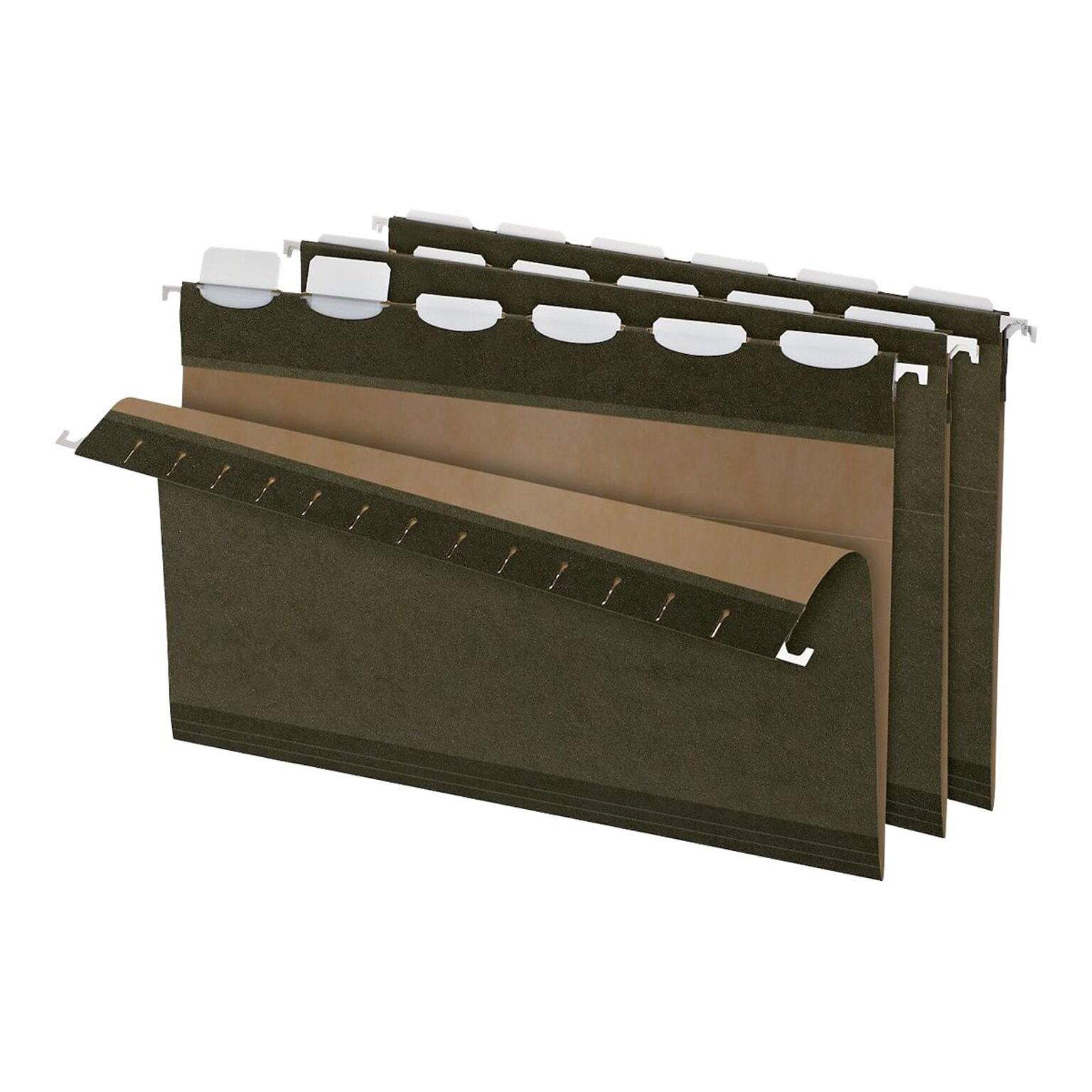 Pendaflex Ready-Tab Hanging File Folders, 6-Tab, Legal Size, Standard Green, 25/Box (PFX 42591)