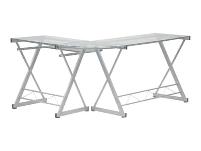 Techni Mobili 62 L-Shaped Desk, Clear (RTA-3802-GLS)