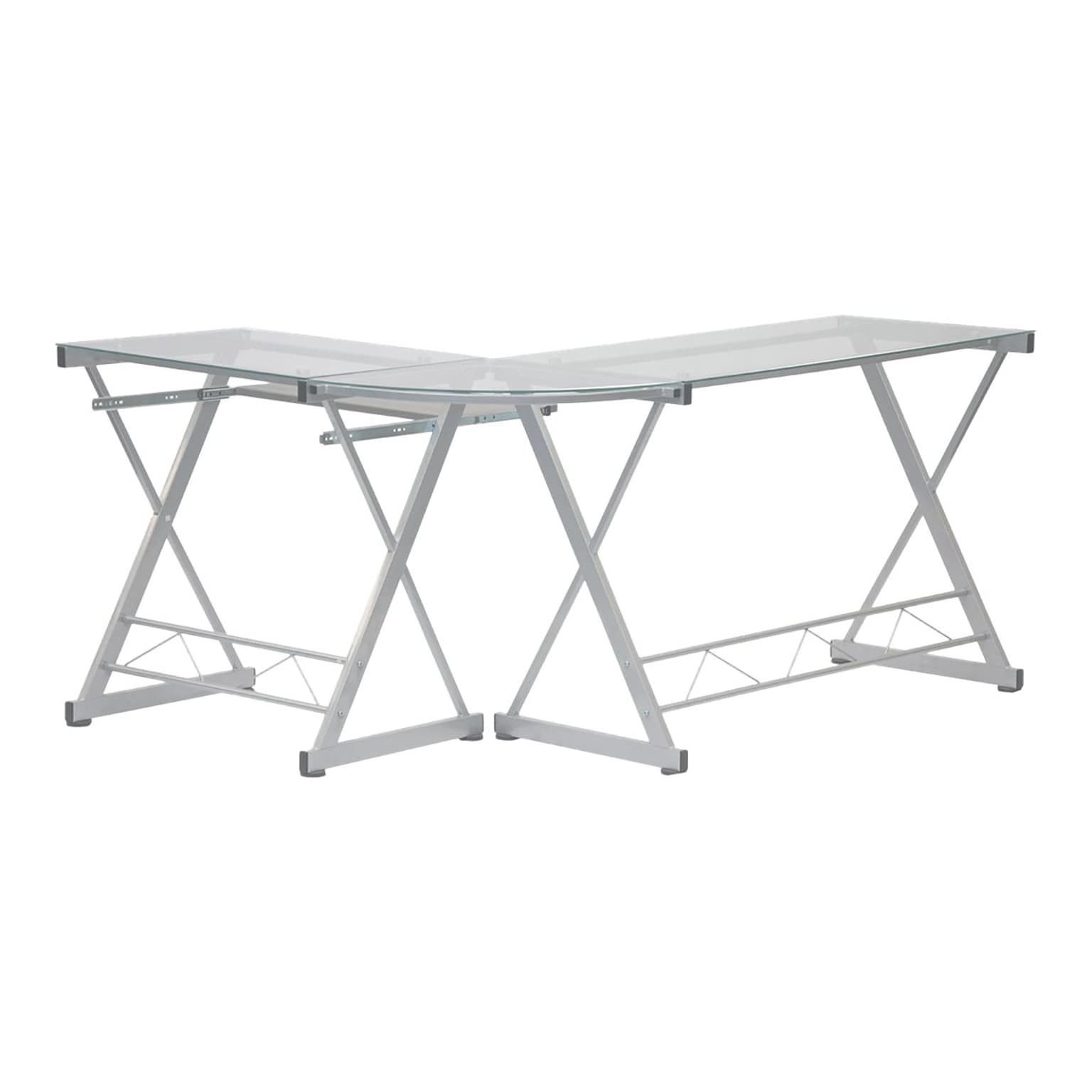 Techni Mobili 62 L-Shaped Desk, Clear (RTA-3802-GLS)