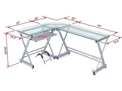 Techni Mobili 62" L-Shaped Desk, Clear (RTA-3802-GLS)