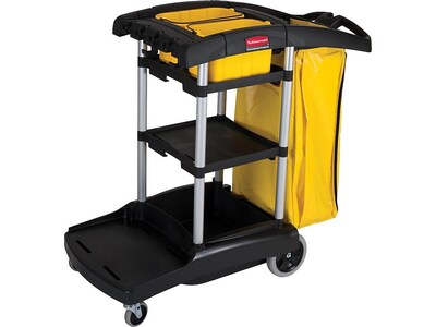 Rubbermaid Commercial Janitorial 3-Shelf Cleaning Cart (FG9T7200BLA)