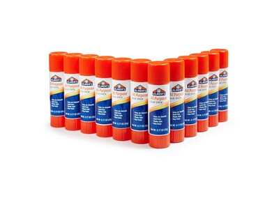 Elmers All-Purpose Washable Glue Sticks, 0.77 oz., White, 12/Pack (E517)