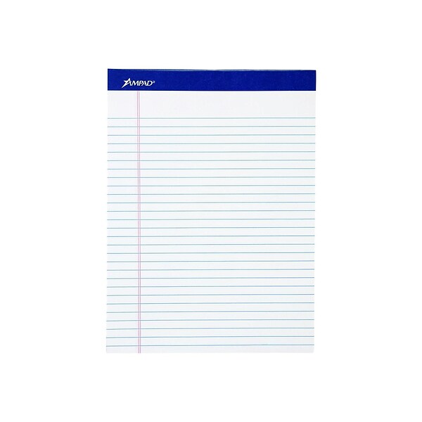 Ampad Perforated Notepads, 8.5 x 11.75, Wide Ruled, White, 50 Sheets/Pad, 12 Pads/Pack (TOP 20-360)