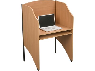 Essentials Deluxe Floor 33 W Study Carrel Teak Black 89868