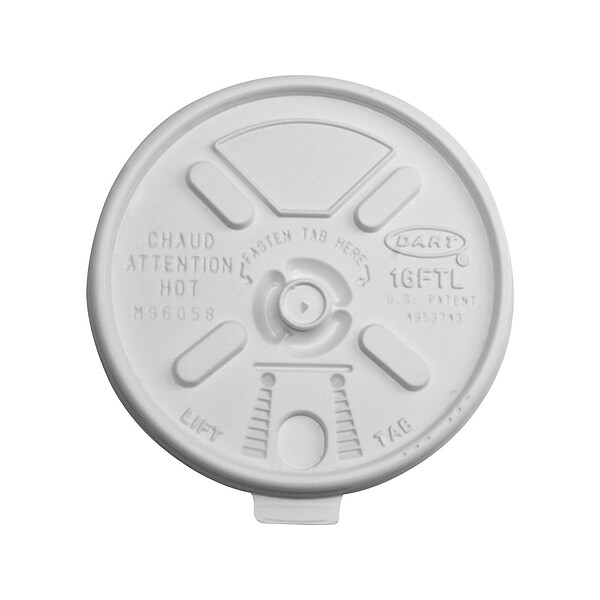 Dart Lift 'n' Lock Lids, White, 1000/Carton (16FTL) | Quill.com