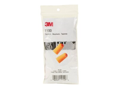 3M 1100 Uncorded Earplugs, Orange, 200/Box (1100)