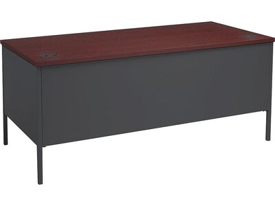 HON Metro Classic 66"W Single Pedestal Desk, Mahogany/Charcoal (HONP3266LNS)