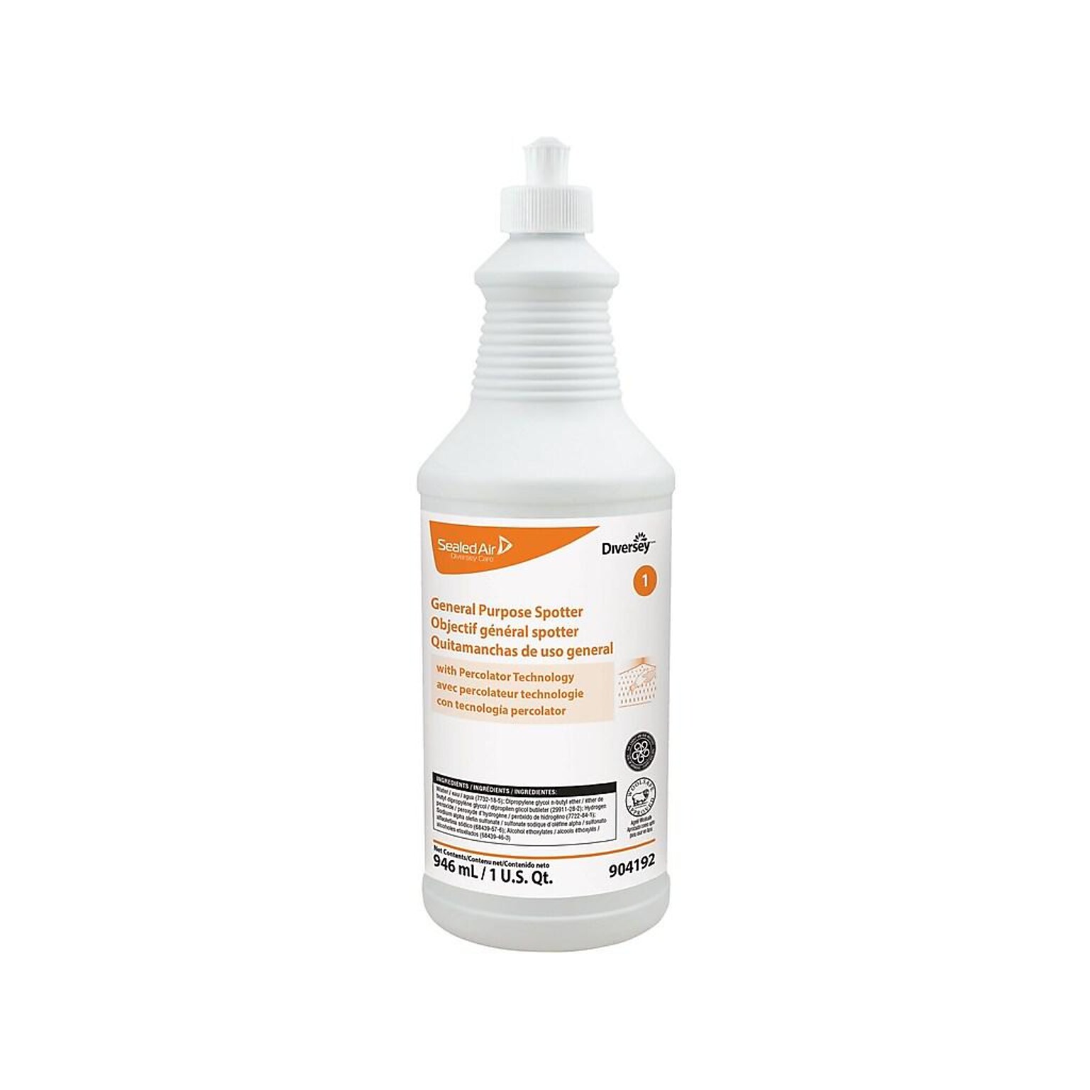 Diversey Carpet Spot & Stain Remover Liquid, 32 Oz., 6/Carton (904192)