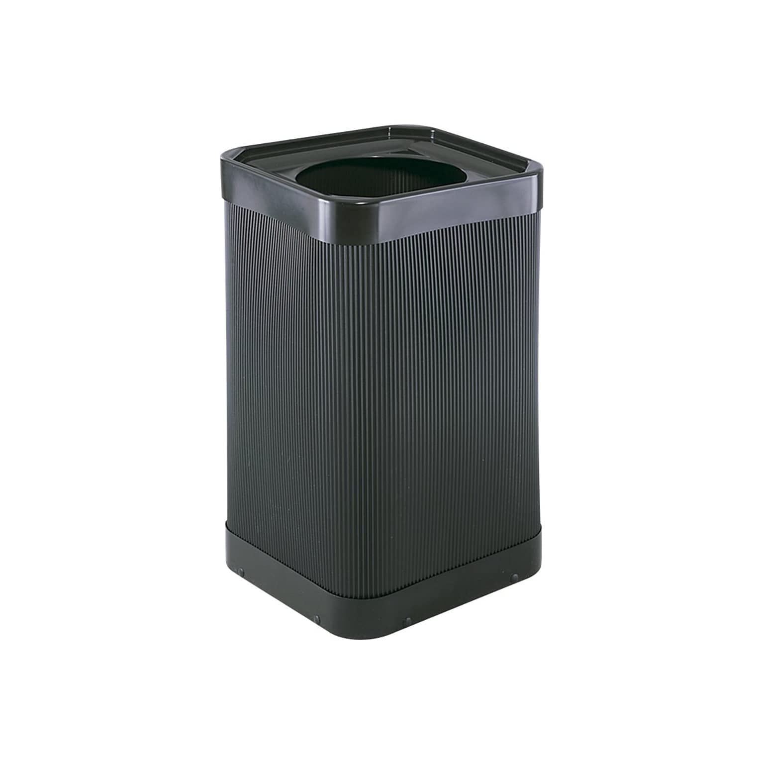 Safco At-Your-Disposal Outdoor Trash Can With Lid, Black HDPE, 38 Gal. (9790BL)