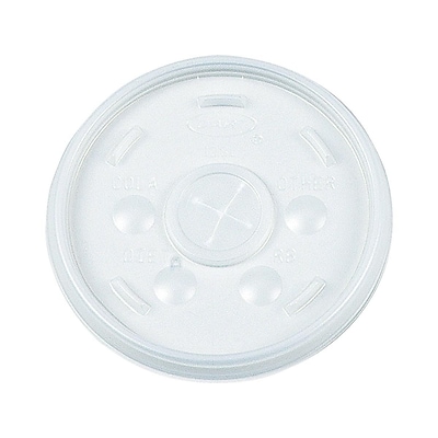 Dart Plastic Lids  Fits 12 oz to 24 oz Hot/Cold Foam Cups  Straw-Slot Lid  Translucent  100/Pack  9 Packs/Carton