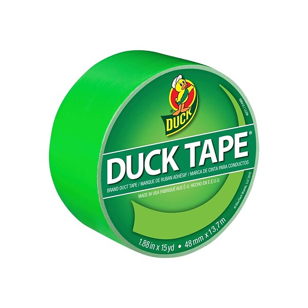 Duck Heavy Duty Duct Tape, 1.88 x 15 Yds., Neon Green (1265018)