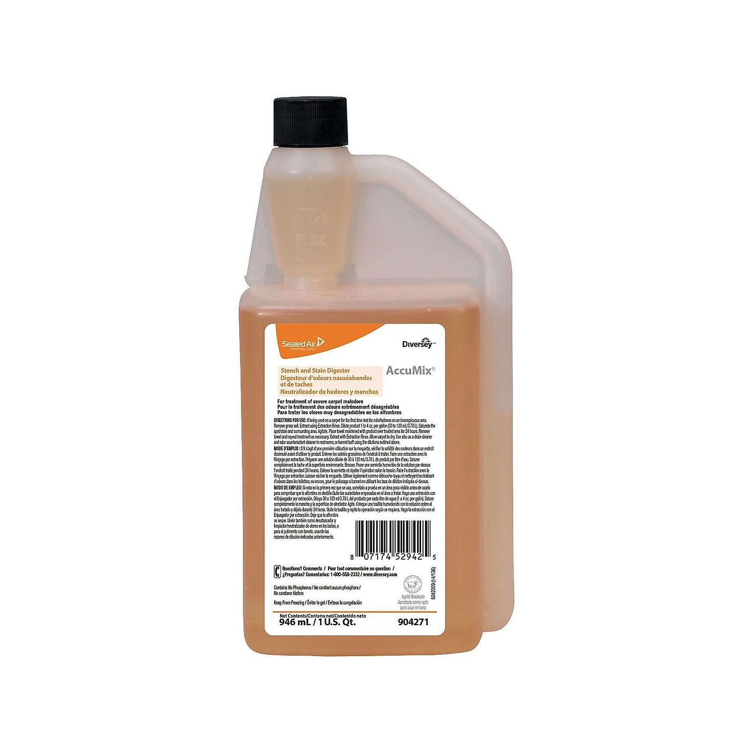 Diversey AccuMix Carpet Spot & Stain Remover Liquid, 32 Oz. 6/Carton (904271)