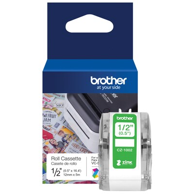 Brother CZ-1002 Continuous Paper Label Roll with ZINK® Zero Ink technology, 1/2" x 16-4/10', Multicolored (C1002)