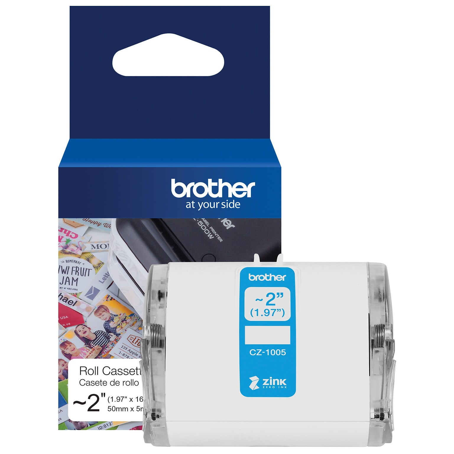 Brother Genuine CZ1005 Continuous Length 1.97 50mm Wide x 16.4 ft. (5m) Long Label Roll