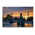 Trademark Fine Art Mathieu Rivrin Sunset in Place de la Concorde Paris 12 x 19 Canvas Stretched (190836133666)