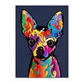 Trademark Fine Art Michael Tompsett Chihuahua Dog Blue 14 x 19 Canvas Stretched Art Print (190836022953)