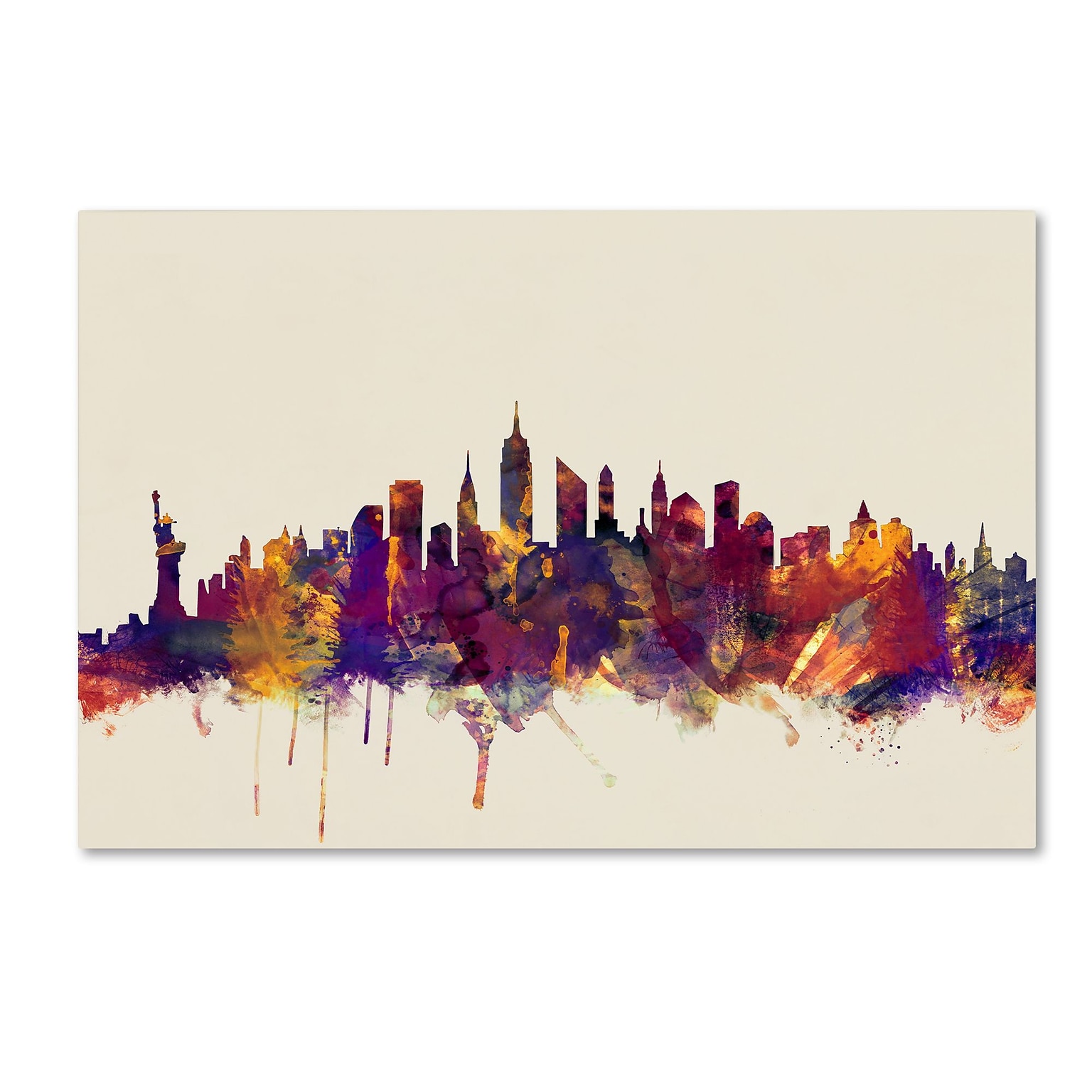 Trademark Fine Art Michael Tompsett New York City Skyline 12 x 19 Canvas Stretched Art Print (190836025039)