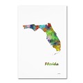 Trademark Fine Art Marlene Watson Florida State Map-1 12 x 19 Canvas Stretched Art Print (190836213689)