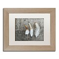 Trademark Fine Art Cora Niele Three Feathers on Wood 11 x 14 Matted Framed (190836255764)