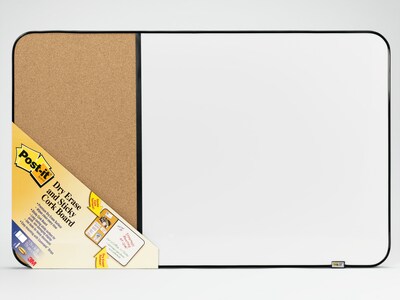 Post-it® Sticky Cork and Dry Erase Board, 22 x 34, Black and Gray, Includes Post-it® Marker (558-BB-DE)
