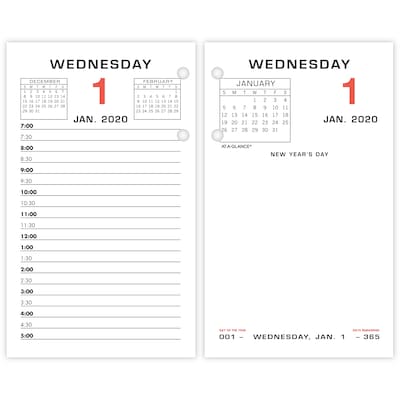 2020 AT-A-GLANCE 3 1/2 x 6 Daily Loose-Leaf Desk Calendar Refill (E017-50-20)