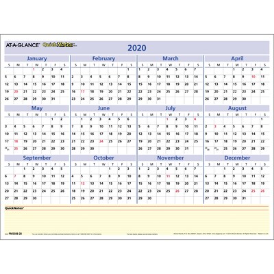 2020 AT-A-GLANCE 16 x 12 Compact Erasable Wall Calendar QuickNotes (PM550B-28-20)