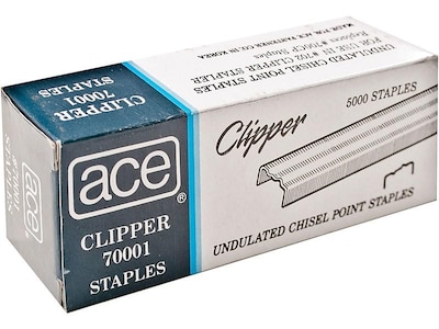 Ace Undulated Clipper Staples, 1/4 Leg Length, 5000 Staples/Box (70001)