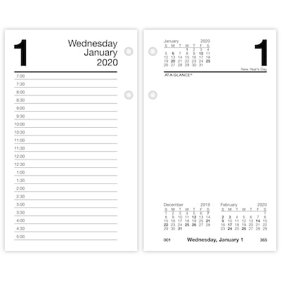 2020 AT-A-GLANCE 3 1/2 x 6 Daily Loose-Leaf Recycled Desk Calendar Refill (E717R-50-20)