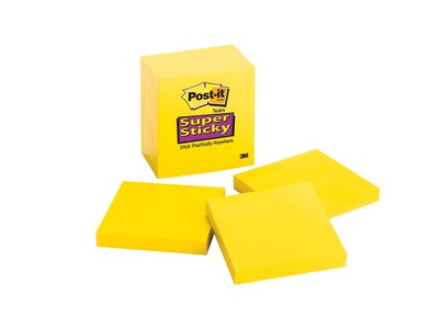 Post-it® Super Sticky Notes, 3 x 3, Electric Yellow, 90 Sheets/Pad, 5 Packs (6545SSYOTB)