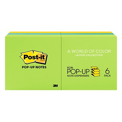 Post-it® Pop-Up Notes, 3 x 3, Jaipur Collection, 6 Pads (R330-AU)